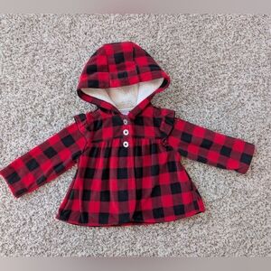 Girls Just One You By Carters 6M Buffalo Check Plaid Fleece Hooded Sweatshirt